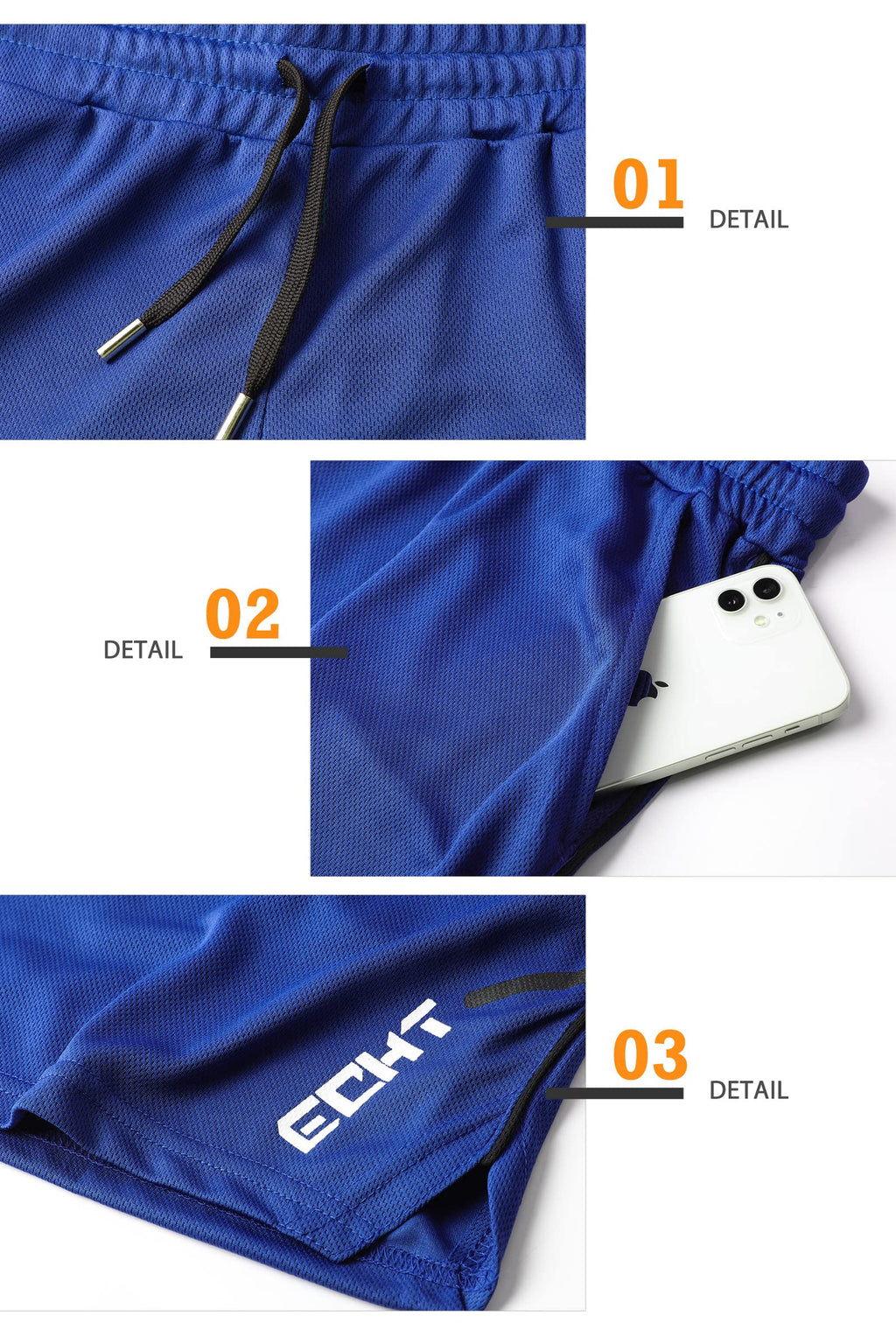 Superora Mens Running Gym Sport Shorts Breathable Outdoor Workout Training Shorts with Pockets