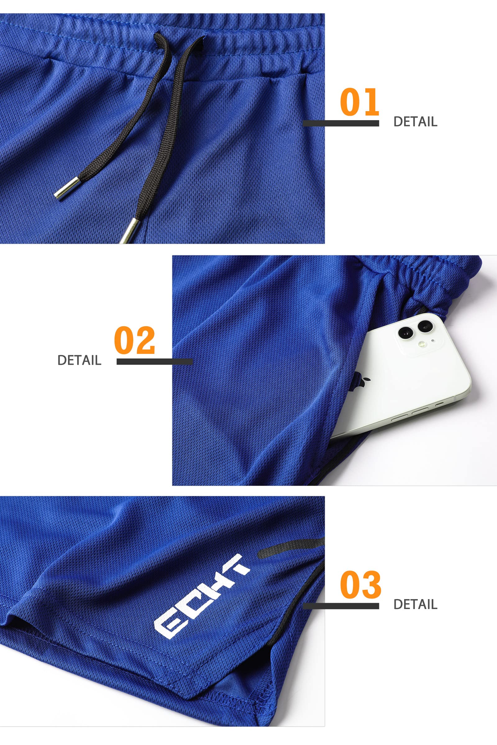 Superora Mens Running Gym Sport Shorts Breathable Outdoor Workout Training Shorts with Pockets